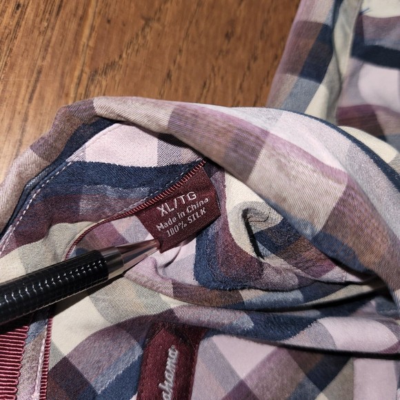 Tommy Bahama Men's 100% Silk Button Down Shirt Check Multi Colored Size XL - Picture 6 of 9